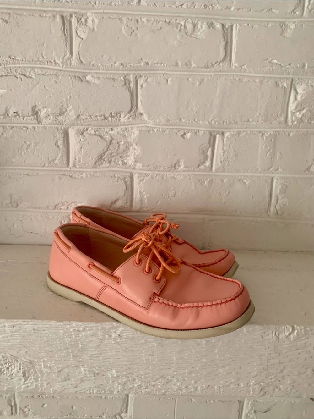 J.Crew Women’s Pink Leather Boat Shoes Lace Up Comfort Casual